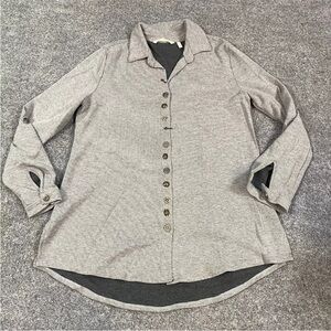 Soft Surroundings Gray Button-Up Top